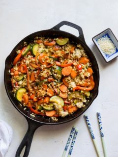 Teriyaki Stir Fry Vegetables with Rice - an easy healthy side dish | TheRoastedRoot.net