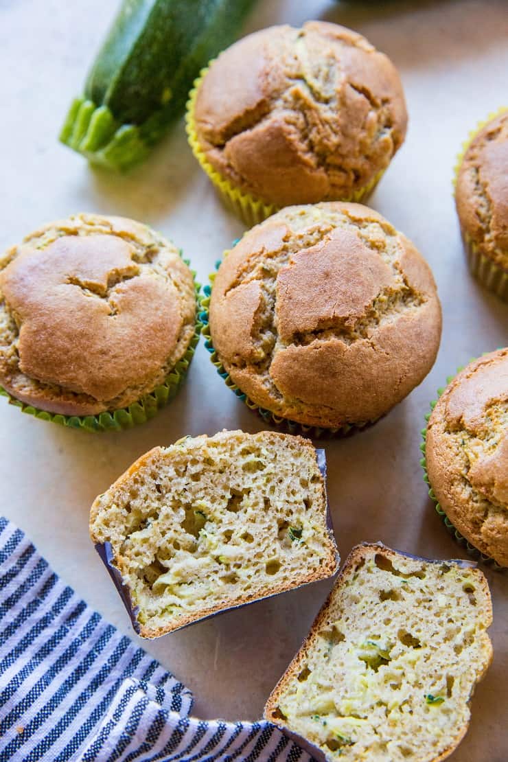 Paleo Zucchini Muffins made with coconut flour and pure maple syrup - grain-free, refined sugar-free, healthy breakfast recipe | TheRoastedRoot.net