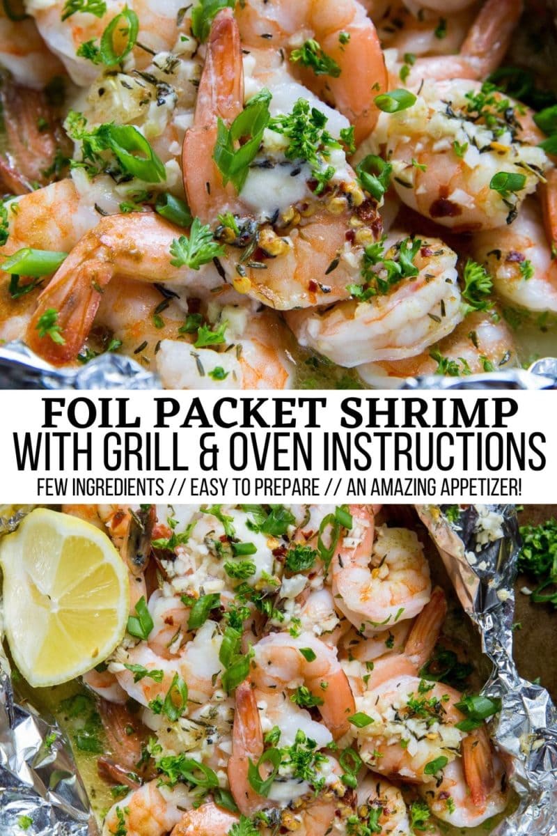 Lemon Butter Garlic Foil Packet Shrimp - an easy, delicious paleo, keto grilling recipe - includes instructions for the oven!