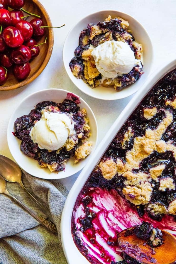 Gluten-Free Cherry Cobbler with a paleo and vegan option