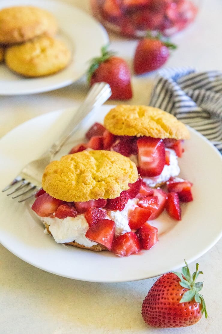 Grain-Free Strawberry Shortcake - a low-sugar keto dessert recipe | TheRoastedRoot.net