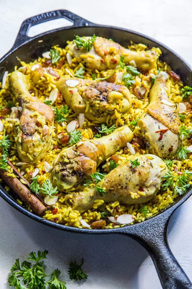 Easy One-Skillet Indian Chicken Biryani made with bone-in chicken pieces and basmati rice | TheRoastedRoot.net