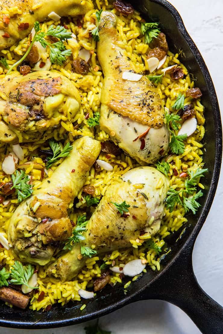 Easy One-Skillet Indian Chicken Biryani made with bone-in chicken pieces and basmati rice | TheRoastedRoot.net