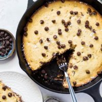 Paleo Chocolate Chip Coconut Flour Skillet Cookie - grain-free, refined sugar-free | TheRoastedRoot.net