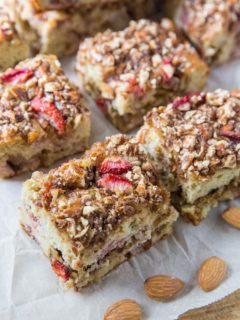 Paleo Strawberry Coffee Cake - grain-free, refined sugar-free, dairy-free coffee cake recipe with coconut flour and strawberries | TheRoastedRoot.net