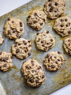 Paleo Vegan Chocolate Chip Cookies made with almond flour and flax seed - refined sugar-free, dairy-free, egg-free healthy chocolate chip cookies