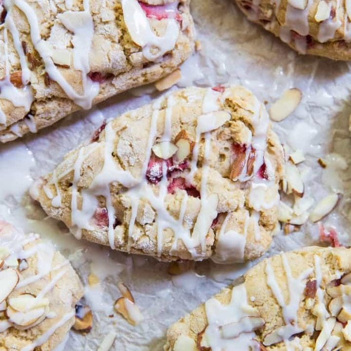 Strawberry Vegan Scones - a gluten-free vegan recipe for scones with fresh strawberries. A healthy breakfast or snack! | TheRoastedRoot.net