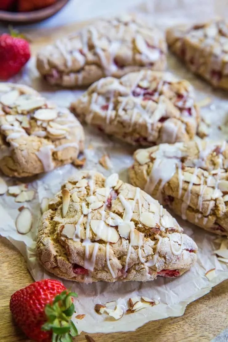 Dairy-Free and Egg-Free Strawberry Scones - a gluten-free recipe for scones that is vegan and refined sugar-free | TheRoastedRoot.net