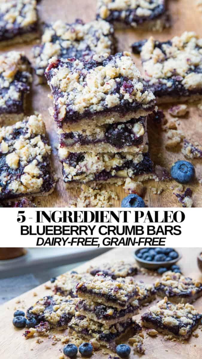 5-Ingredient Blueberry Crumb Bars - paleo, gluten-free, grain-free, naturally sweetened, dairy-free and delicious!