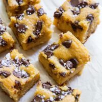 Garbanzo Bean Blondies - a cookie bar made with beans! Grain-free, refined sugar-free, vegan, healthy, and delicious | TheRoastedRoot.net