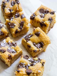 Garbanzo Bean Blondies - a cookie bar made with beans! Grain-free, refined sugar-free, vegan, healthy, and delicious | TheRoastedRoot.net