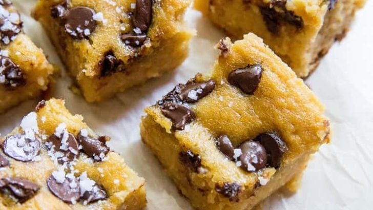 Garbanzo Bean Blondies - a cookie bar made with beans! Grain-free, refined sugar-free, vegan, healthy, and delicious | TheRoastedRoot.net