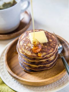 Coconut Flour Zucchini Pancakes made grain-free, refined sugar-free and healthy. An easy paleo pancake recipe made in your blender | TheRoastedRoot.net