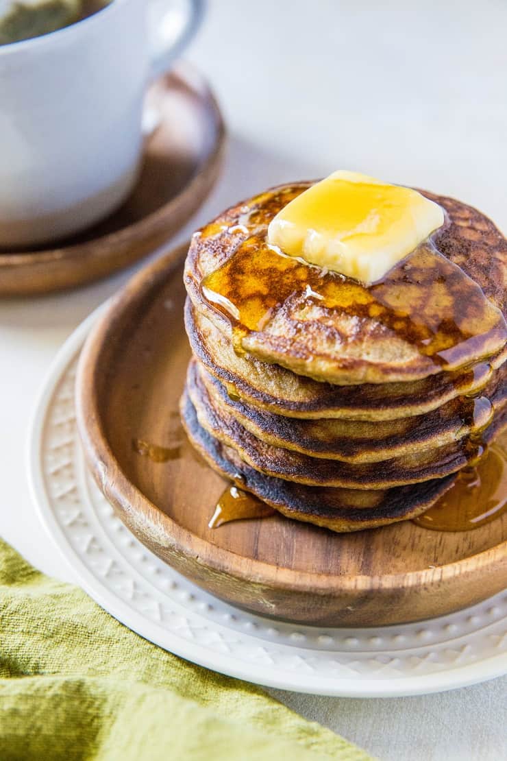 Gluten-Free Coconut Flour Zucchini Pancakes - grain-free, refined sugar-free, healthy, fluffy, moist and delicious! An amazing paleo pancake recipe. | TheRoastedRoot.net 