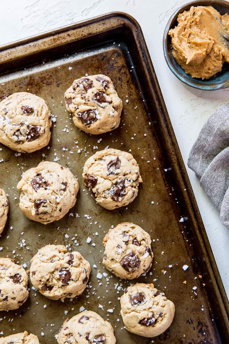 Gluten-Free Peanut Butter Chocolate Chip Cookies made with coconut sugar | TheRoastedRot.net