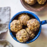 Trail Mix Energy Bites - clean and healthy energy bites made with all the trappings of your favorite trail mix. This easy snack recipe is paleo, vegan, and only takes a few minutes to make! | TheRoastedRoot.net