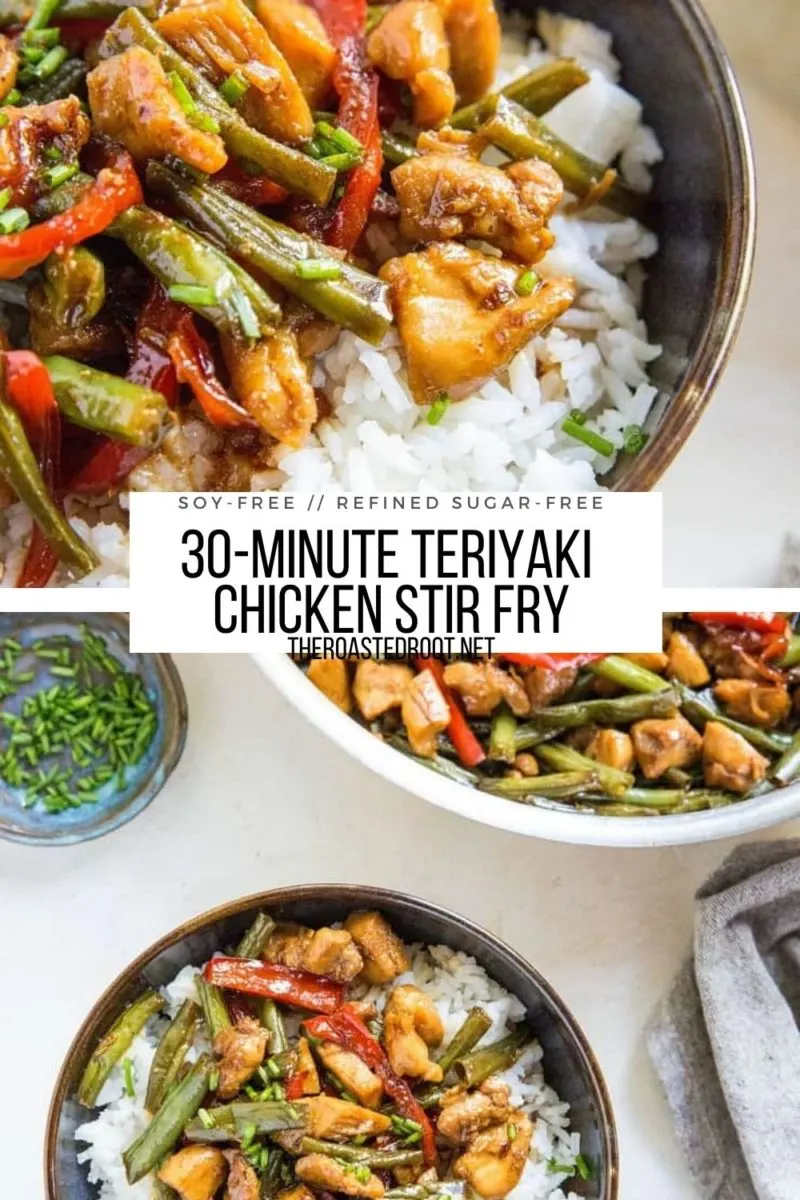 30-Minute Teriyaki Chicken Stir fry is absolutely delicious and can be made any night of the week. Soy-free and refined sugar-free for a health-conscious take on Teriyaki!