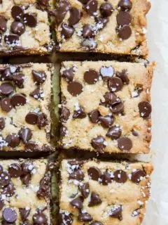 Gluten-Free Chocolate Chip Cookie Bars with sea salt - refined sugar-free, gluten-free and completely delicious | TheRoastedRoot.net