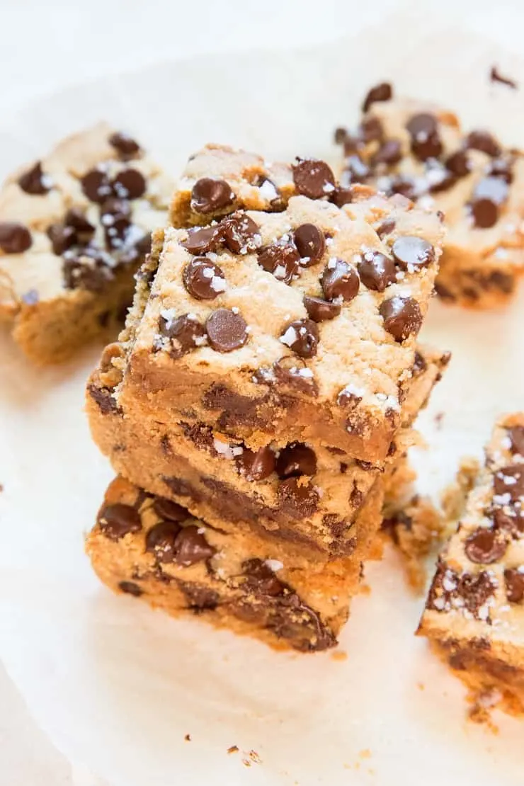 Peanut Butter Cookie Bars made gluten-free and refined sugar-free - an easy and delicious cookie bar recipe | TheRoastedRoot.net