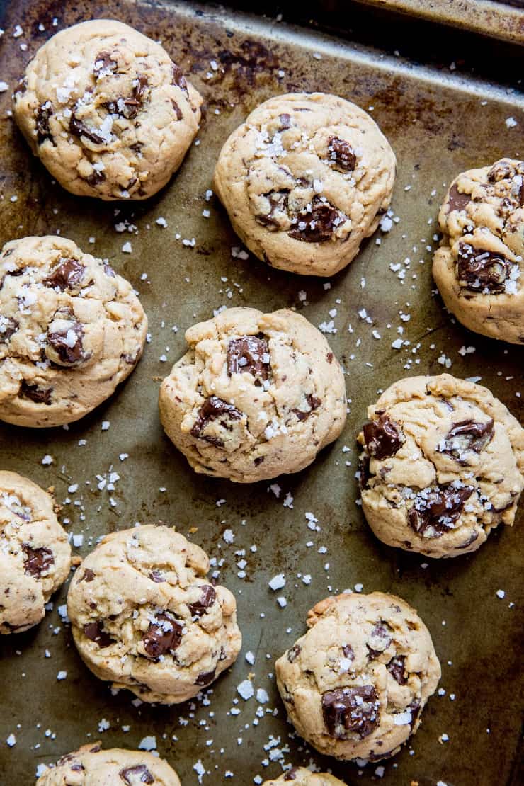 Gluten-Free Peanut Butter Chocolate Chip Cookies made with coconut sugar | TheRoastedRot.net