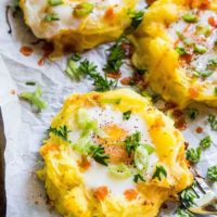 Spaghetti Squash Egg Nests - a fresh and funky clean breakfast recipe that is paleo, keto, whole30 and gluten-free | TheRoastedRoot.net