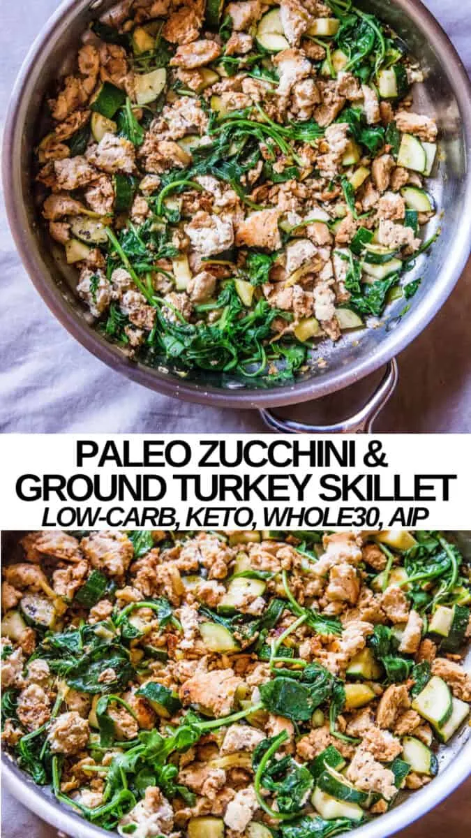 Paleo Ground Turkey and Zucchini Skillet - whole30, AIP, keto, low-carb, easy dinner recipe