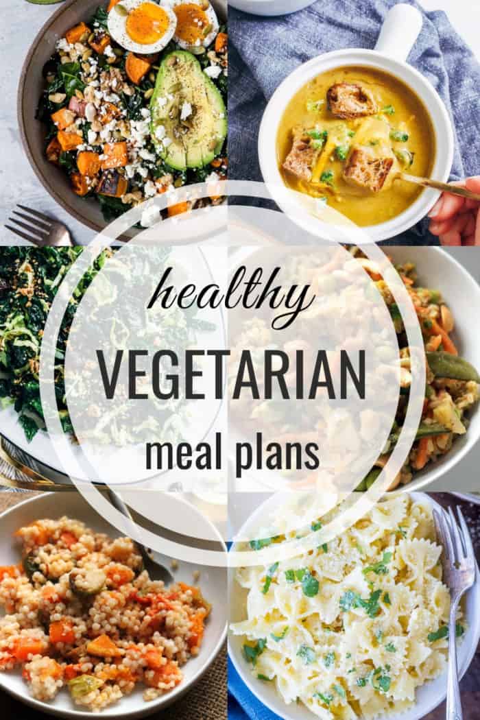 collage of vegetarian meals for a healthy vegetarian meal plan