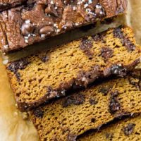 Chocolate Chip Paleo Pumpkin Bread made with coconut flour and pure maple syrup - moist, sweet, fluffy, and delicious! | TheRoastedRoot.net