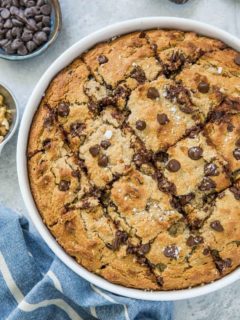 Chocolate Chip Walnut Grain-Free Banana Cake - moist, fluffy, naturally sweet and delicious! A paleo cake recipe healthy enough to eat for breakfast | TheRoastedRoot.net