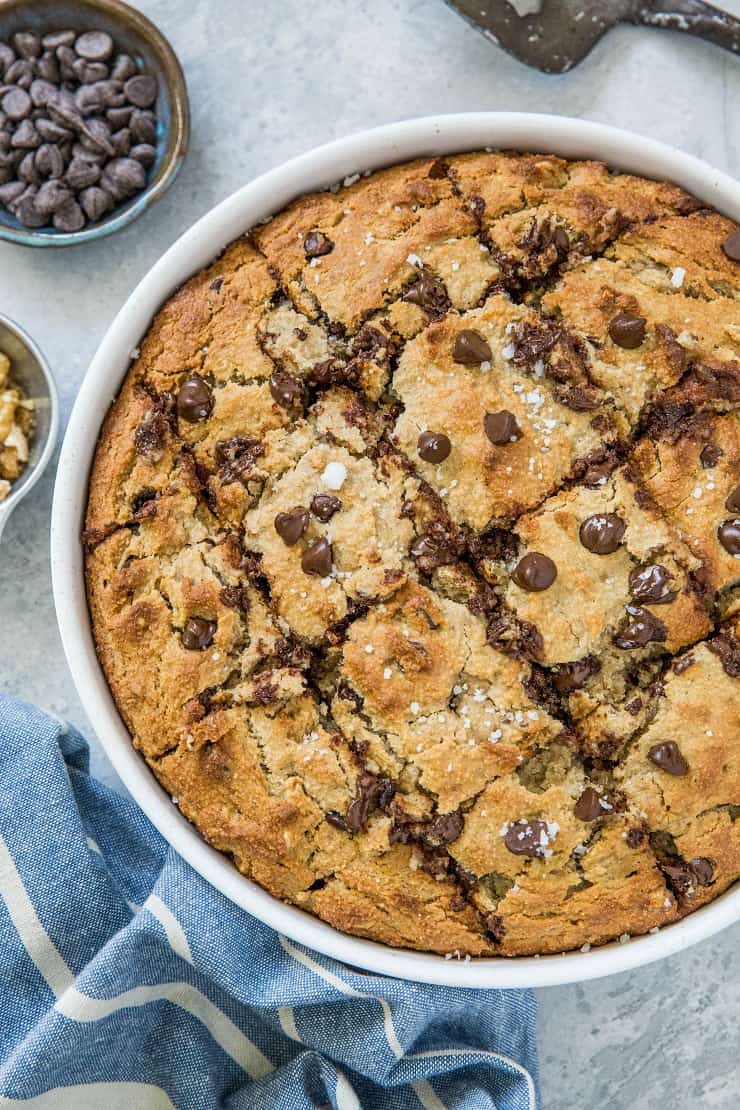 Chocolate Chip Walnut Grain-Free Banana Cake - moist, fluffy, naturally sweet and delicious! A paleo cake recipe healthy enough to eat for breakfast | TheRoastedRoot.net