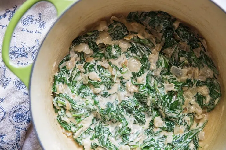 Dairy-Free Creamed Spinach makes a nutritious vegan side dish