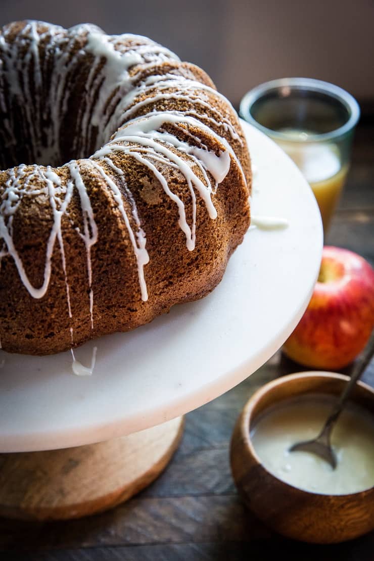 Gluten-Free Apple Bundt Cake with glaze - gluten-free, refined sugar-free and dairy-free cake recipe | TheRoastedRoot.net 