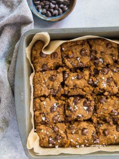 Gluten-Free Pumpkin Cookie Bars made refined sugar-free using coconut sugar and GF all-purpose flour | TheRoastedRoot.net