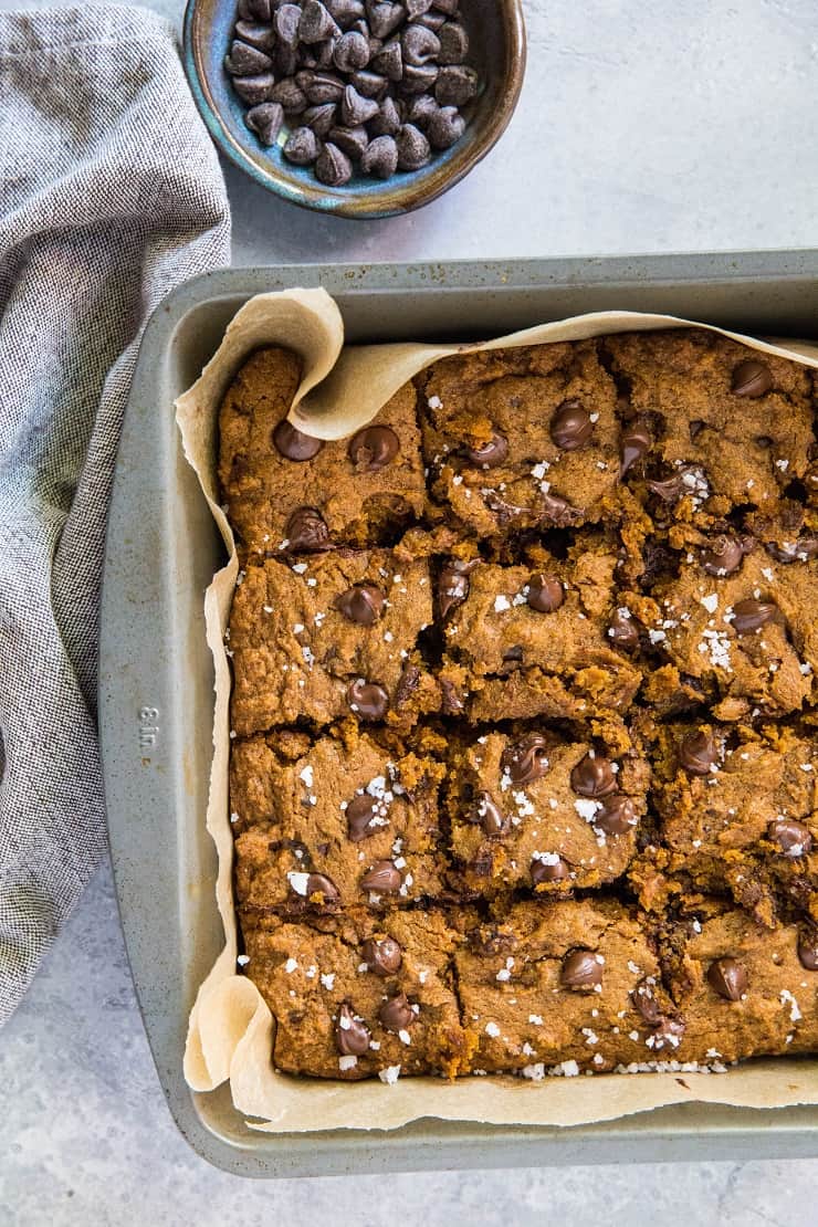 Gluten-Free Pumpkin Cookie Bars made refined sugar-free using coconut sugar and GF all-purpose flour | TheRoastedRoot.net