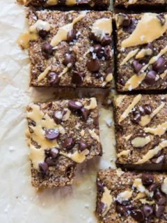 Grain-Free Tahini Blondies made with hazelnut flour and coconut sugar - gooey, chewy, delicious and healthy! | TheRoastedRoot.net