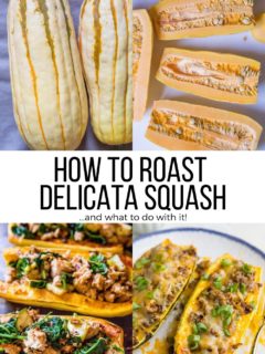 How to Roast Delicata Squash and what to do with it! An easy tutorial for roasting this delicious winter squash, including recipes to use it once it is roasted!