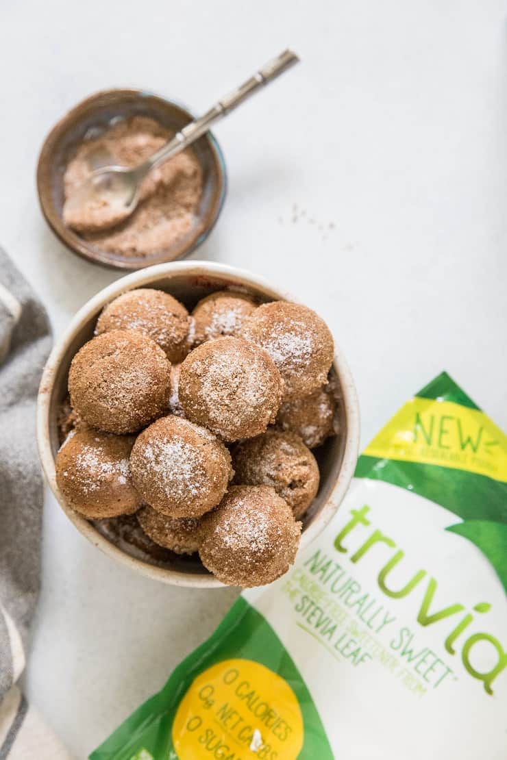 Cinnamon and Sugar Keto Donut Holes made with almond flour | TheRoastedRoot.net