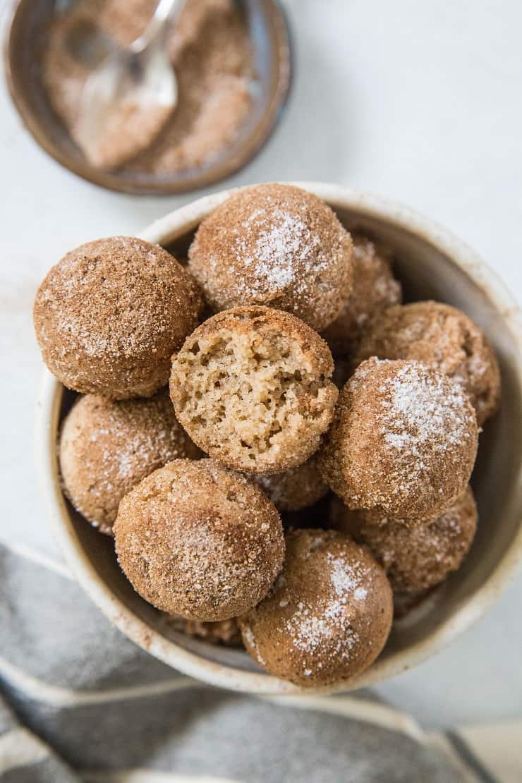 Keto Donut Holes made with almond flour - a low-carb donut recipe | TheRoastedRoot.net #glutenfree #dairyfree