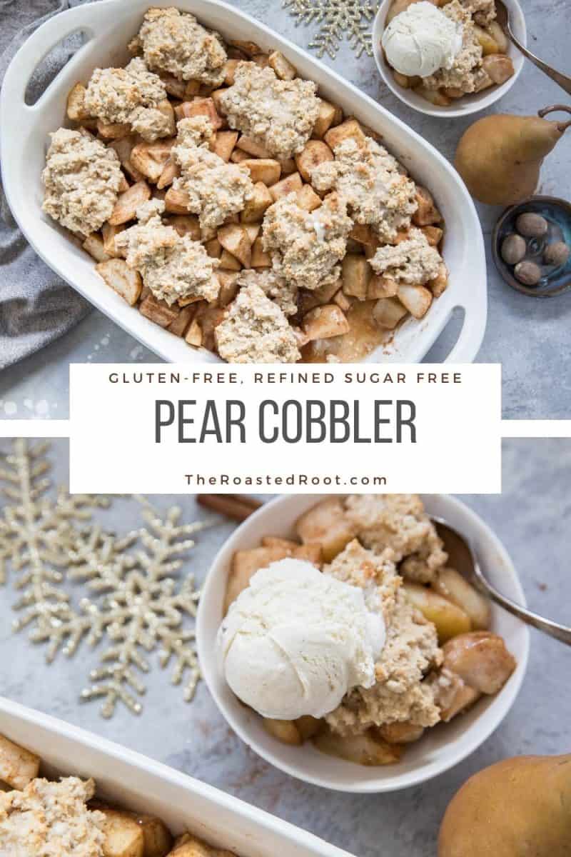 Gluten-Free Pear Cobbler - refined sugar-free and healthier version of pear cobbler. Amazing for sharing with friends and family during the holiday season!