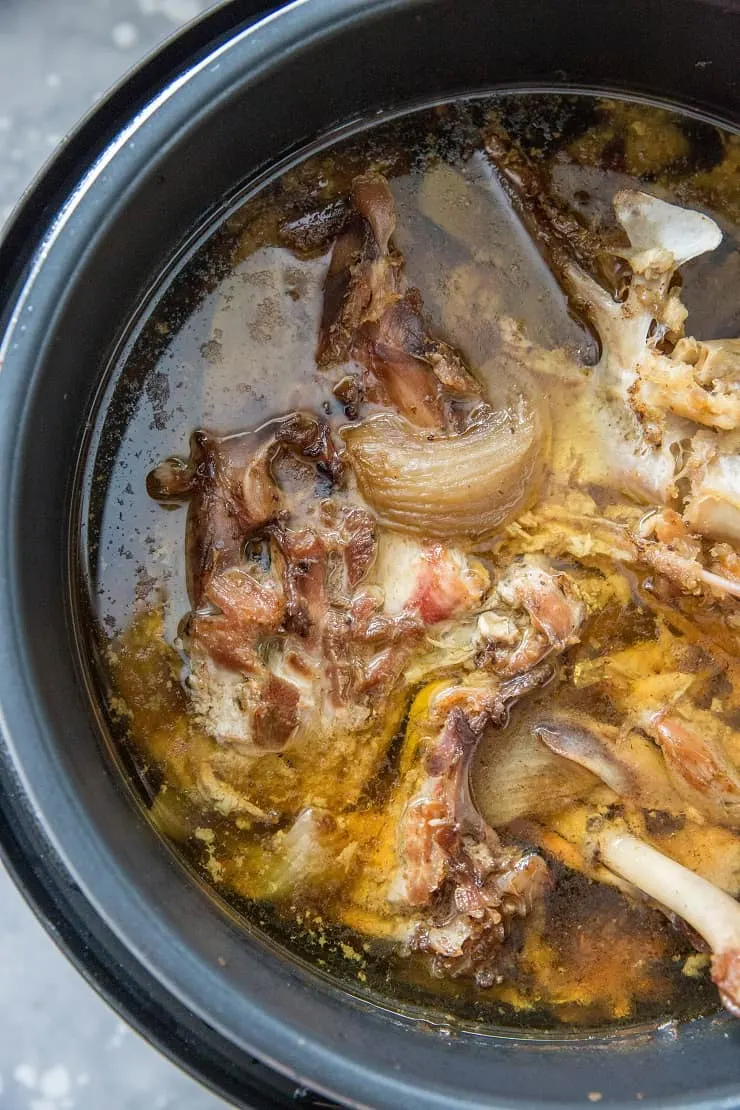 Bones covered in water in an Instant Pot