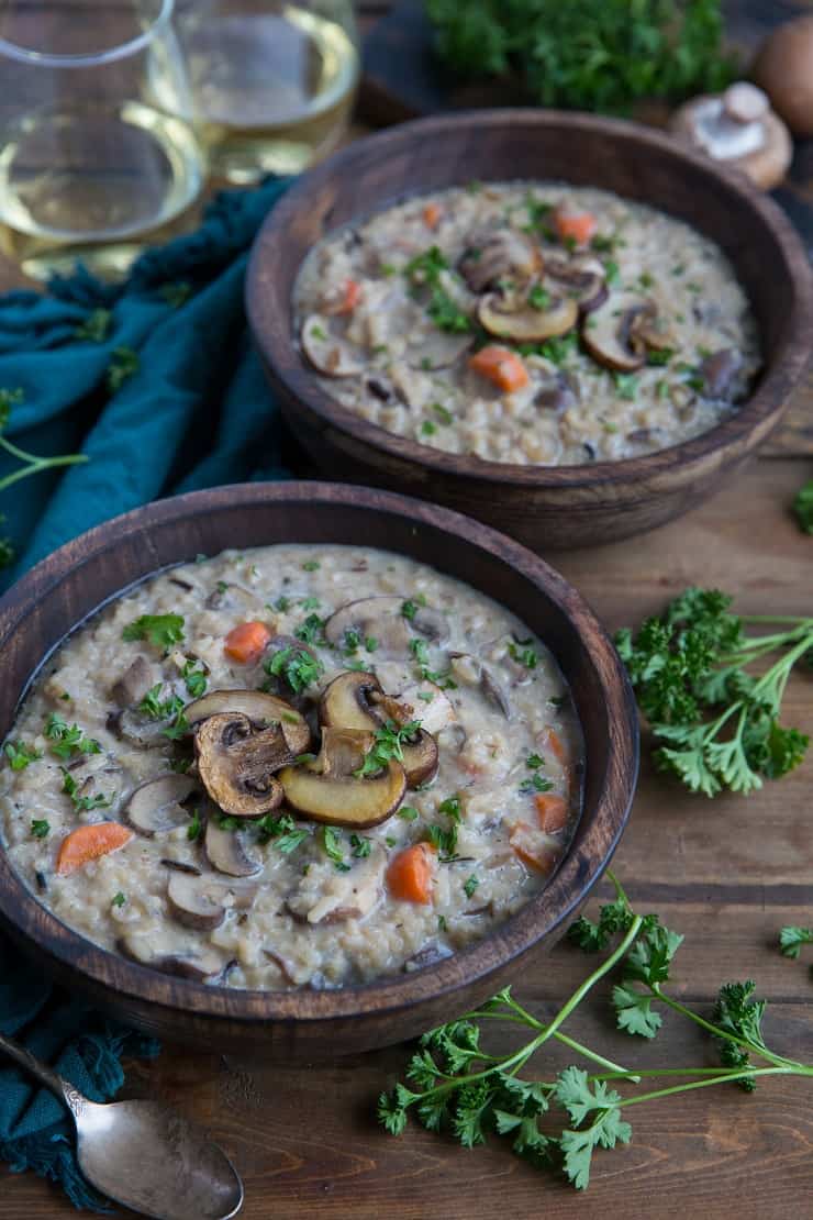 Creamy Vegan Mushroom Soup - a plant-based creamy, hearty soup recipe perfect for chilly evenings | TheRoastedRoot.net