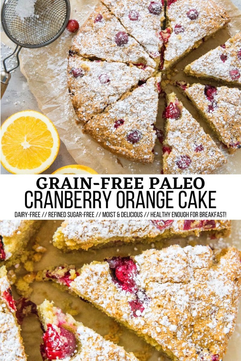 Pinterest collage for paleo cranberry orange breakfast cake