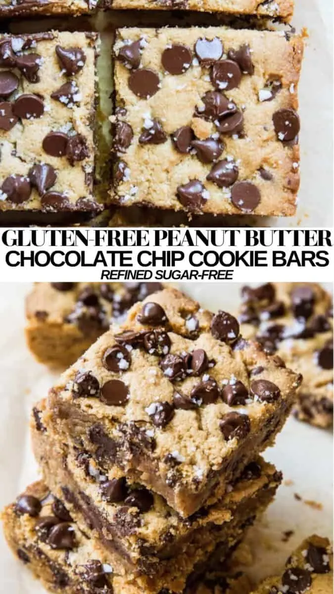 Gluten-Free Peanut Butter Chocolate Chip Bars - refined sugar-free 
