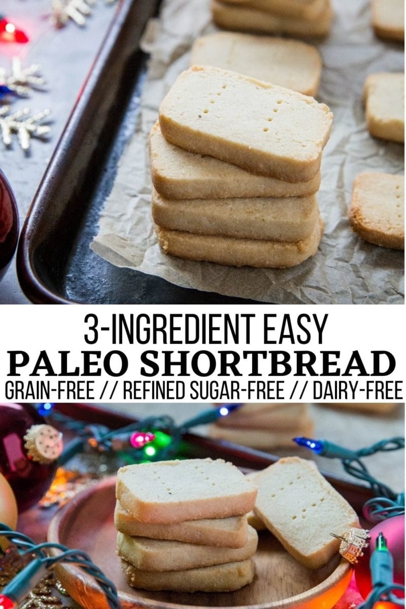 3-Ingredient Paleo Shortbread Cookies - grain-free, sugar-free, dairy-free, so easy to make! A delicious Christmas cookie for sharing!