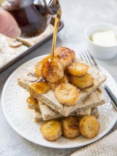 Paleo Banana Sheet Pan Pancakes - a big batch of grain-free banana pancakes made easy in a sheet pan