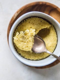 Grain-Free Vanilla Mug Cake - a paleo mug cake recipe made with almond flour - refined sugar-free and easy to make in the microwave | TheRoastedRoot.net