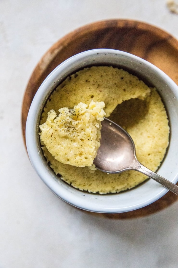 Grain-Free Vanilla Mug Cake - a paleo mug cake recipe made with almond flour - refined sugar-free and easy to make in the microwave | TheRoastedRoot.net