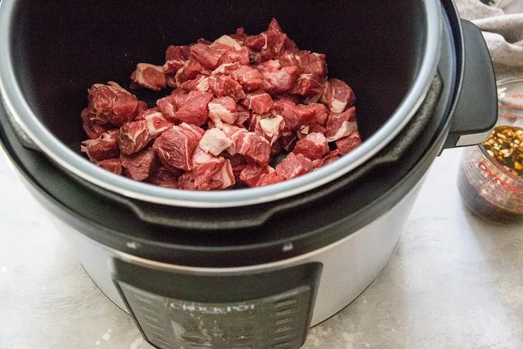Sear the beef in the pressure cooker