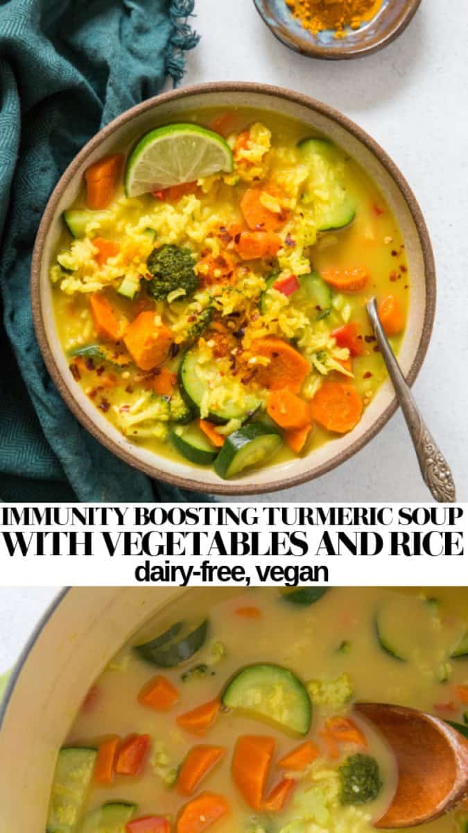 Immunity Boosting Turmeric Soup with Vegetables - a healthy vegan dinner recipe that's easy on the gut and a boost to the immune system