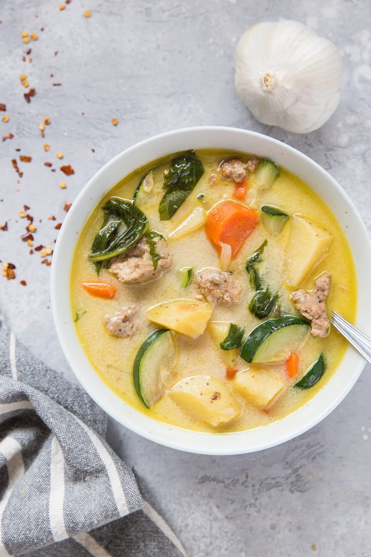 Creamy Ground Turkey and Vegetable Soup - dairy-free, paleo, whole30 healthy soup recipe